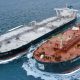 Kapal tanker raksasa Pertamina Pride yang tertahan di perairan Teluk Arab dekat Selat Hormuz akibat konflik. (KOMPAS)